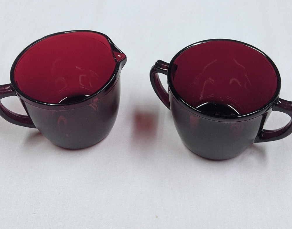 Vintage red glass serving duo